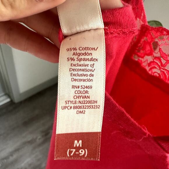 Pink Fuchsia Lace Trim Y2K Baby Doll Feminine Fairy Whimsygoth Tank Top M Cotton - Picture 5 of 8